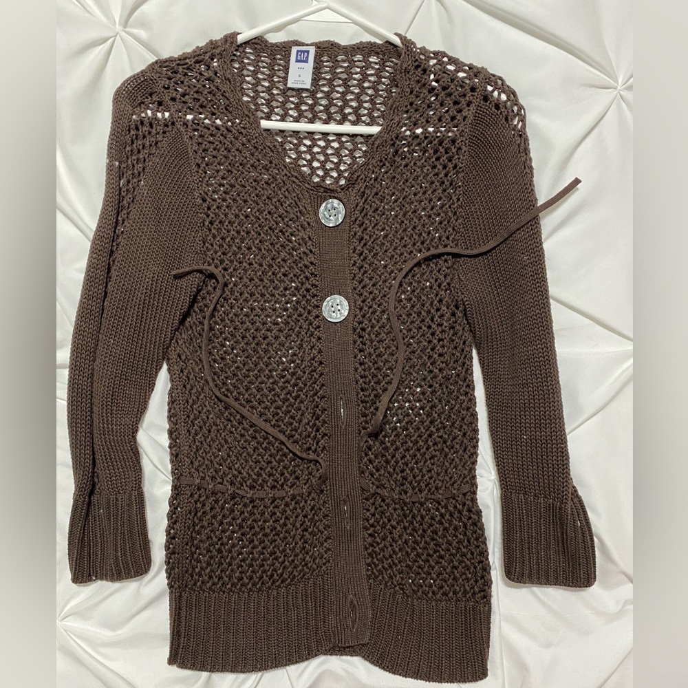 Gap Crocheted Cardigan Brown Good Condition (one small stain shown) Size Small